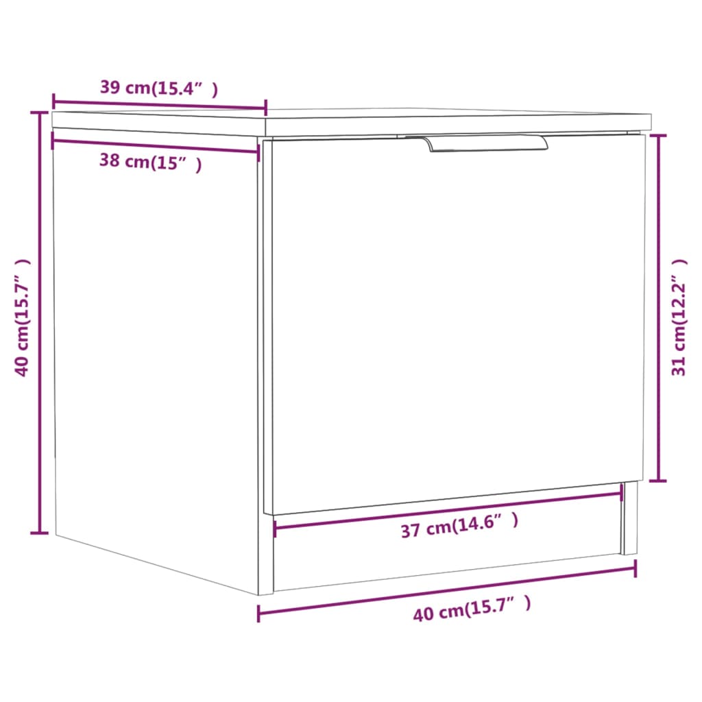 Tables de chevet 2 pièces Blanc 40x39x40 cm