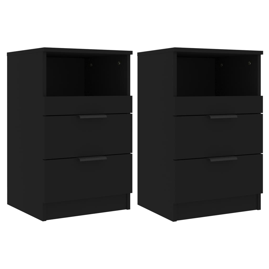 Tables de chevet 2 pcs. Matériau bois noir