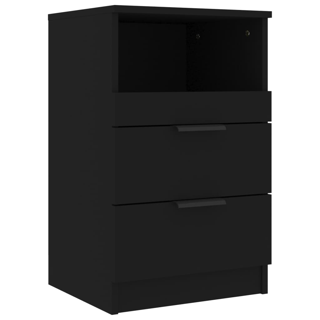 Tables de chevet 2 pcs. Matériau bois noir