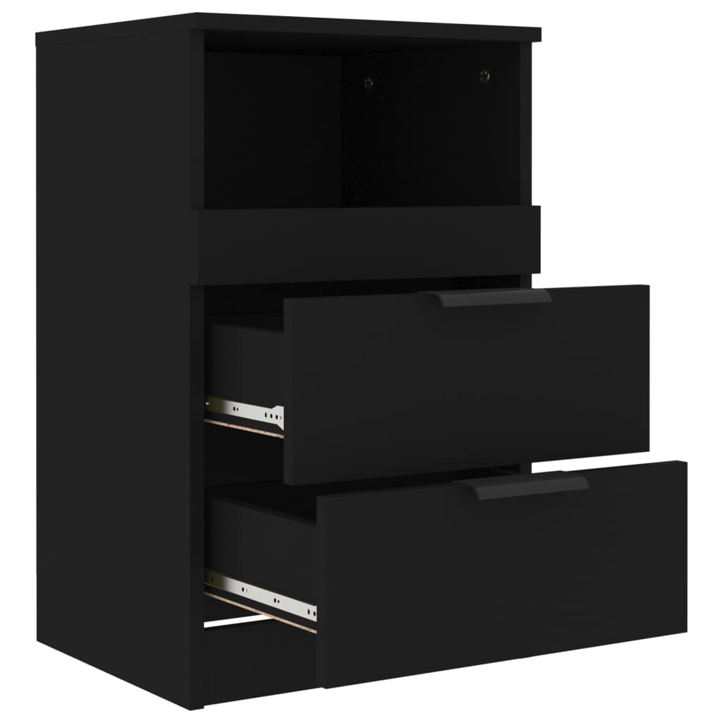 Tables de chevet 2 pcs. Matériau bois noir
