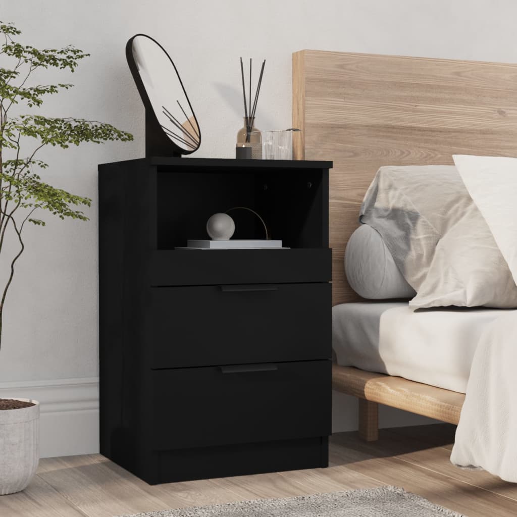 Tables de chevet 2 pcs. Matériau bois noir