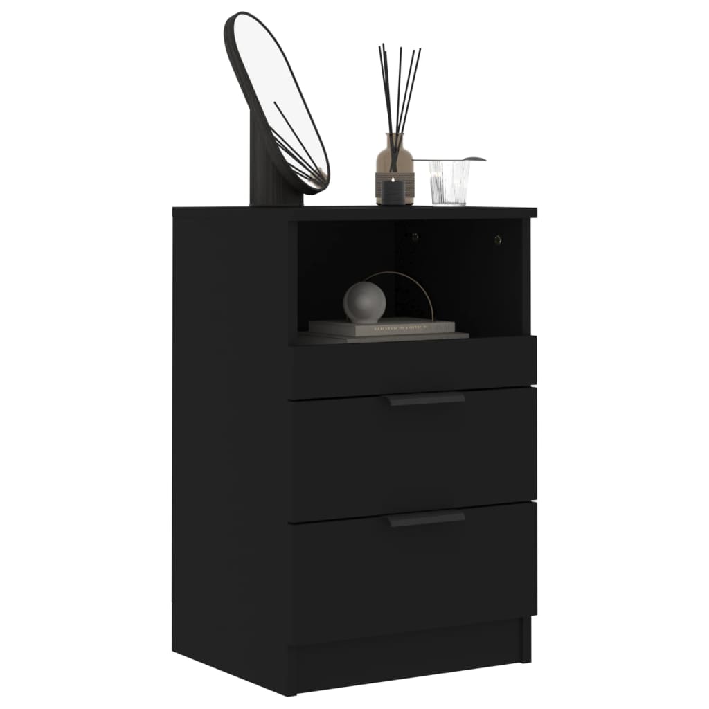 Tables de chevet 2 pcs. Matériau bois noir