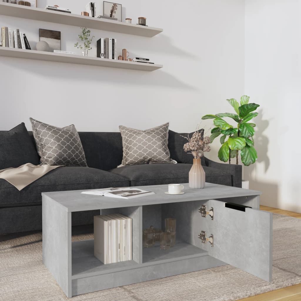 Table basse gris béton 102x50x36 cm en bois