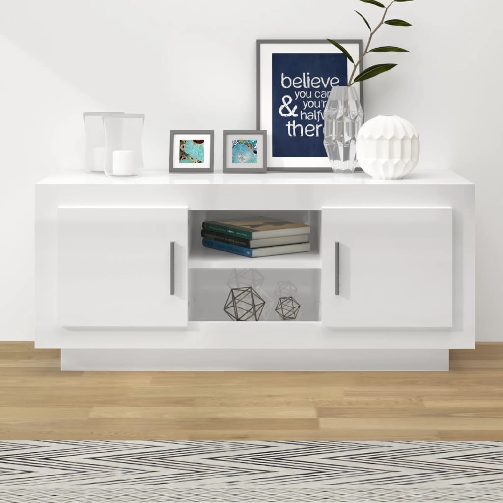 TV-Schrank Hochglanz-Weiß 102x35x45 cm Holzwerkstoff