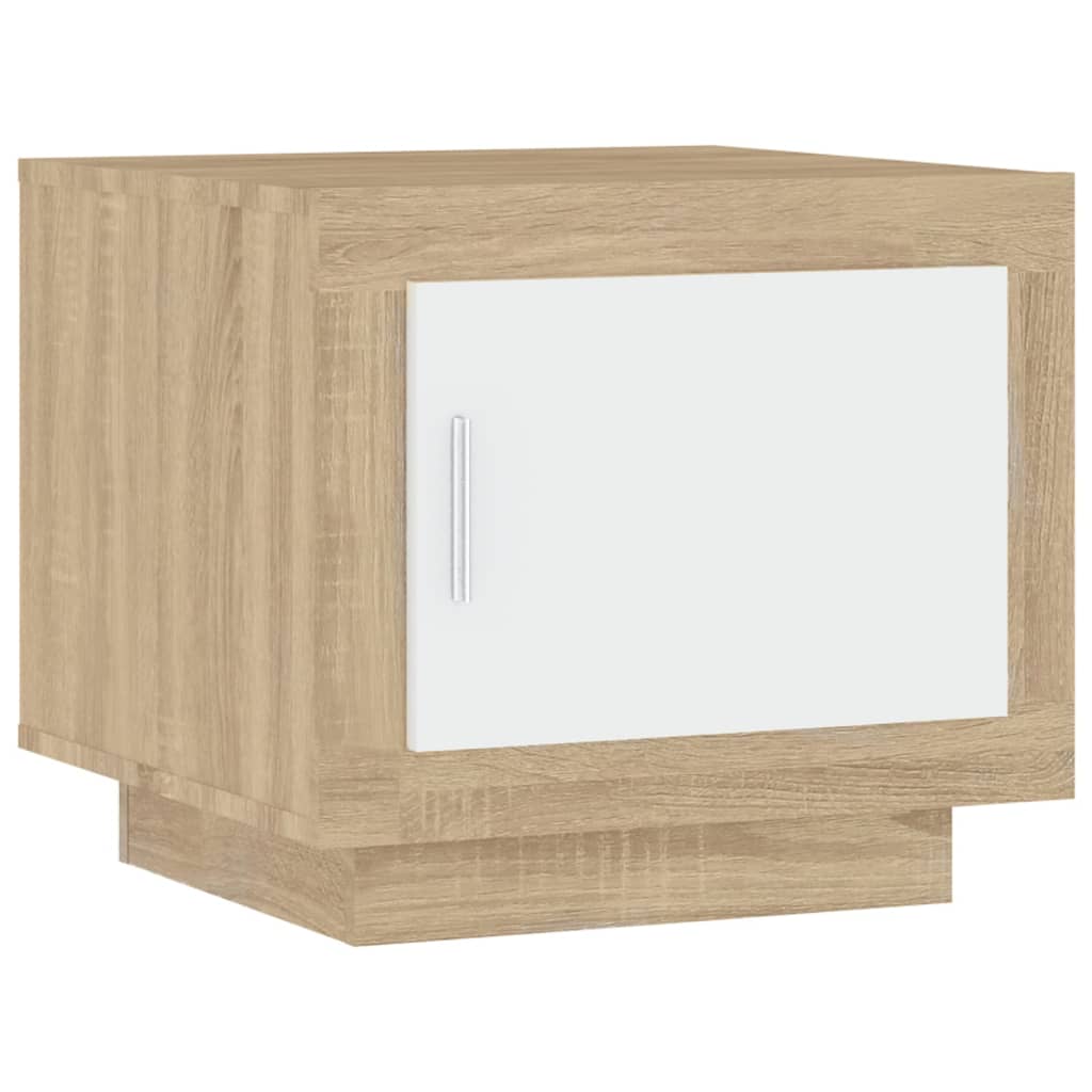 Coffee table white and Sonoma oak 51x50x45 cm wood material