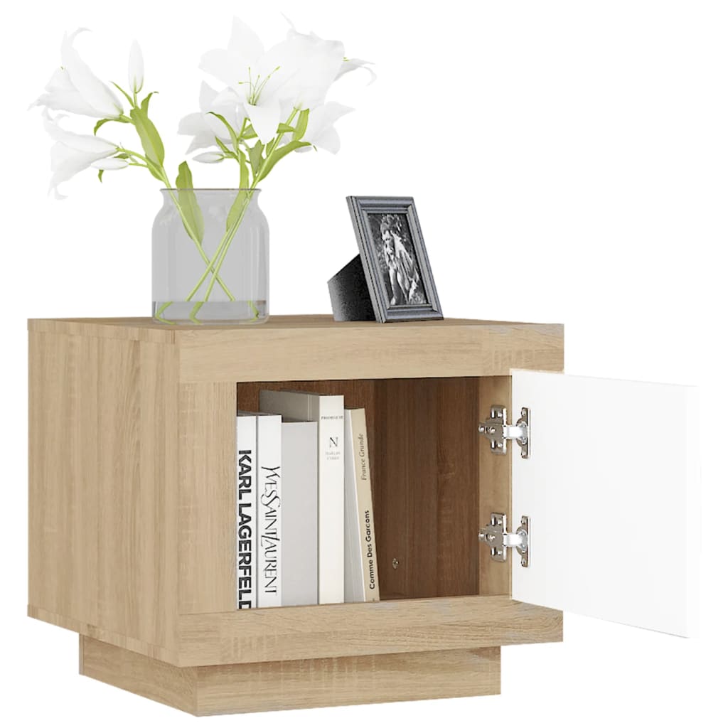 Coffee table white and Sonoma oak 51x50x45 cm wood material