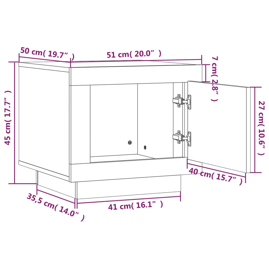 Coffee table white and Sonoma oak 51x50x45 cm wood material
