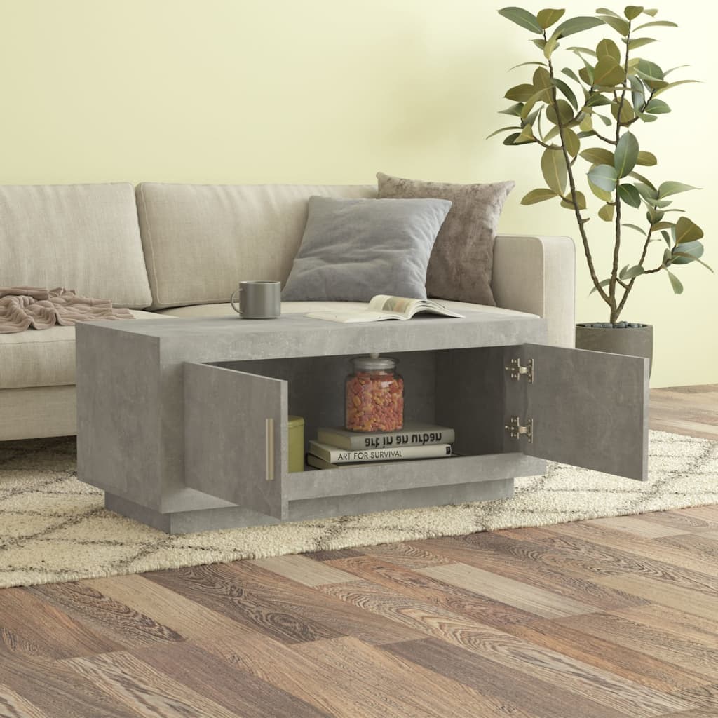 Table basse gris béton 102x50x45 cm en bois