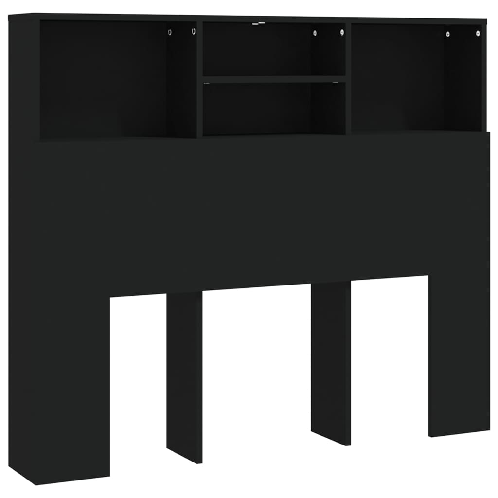 Bed Headboard with Shelves Black 120x19x103.5 cm