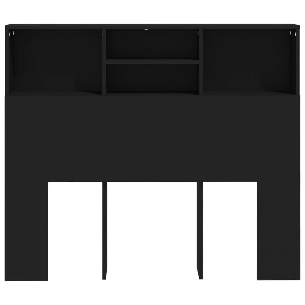 Bed Headboard with Shelves Black 120x19x103.5 cm