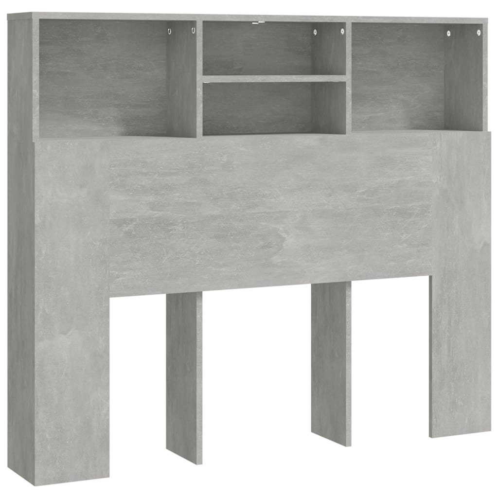 Bed Headboard with Shelves Concrete Grey 120x19x103.5 cm
