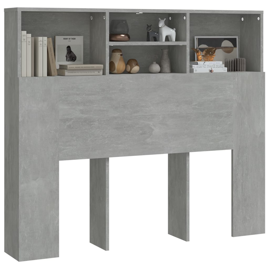 Bed Headboard with Shelves Concrete Grey 120x19x103.5 cm