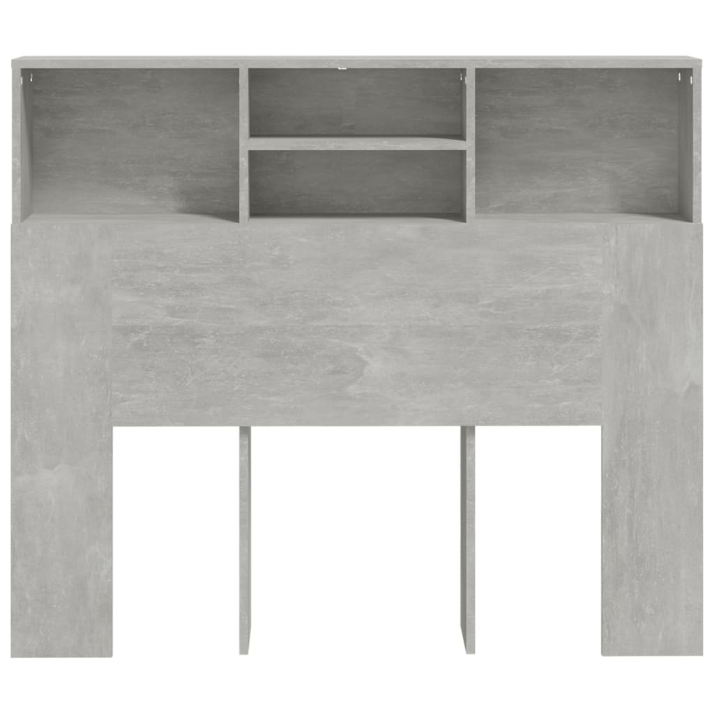Bed Headboard with Shelves Concrete Grey 120x19x103.5 cm
