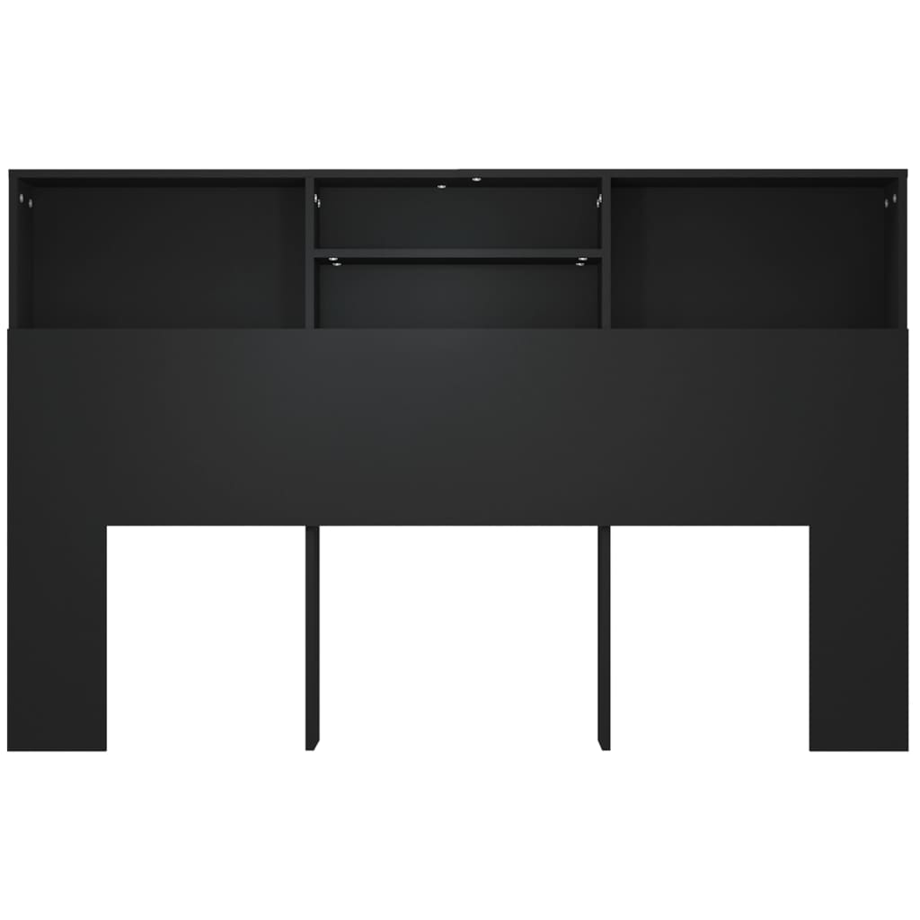 Bed Headboard with Shelves Black 160x19x103.5 cm