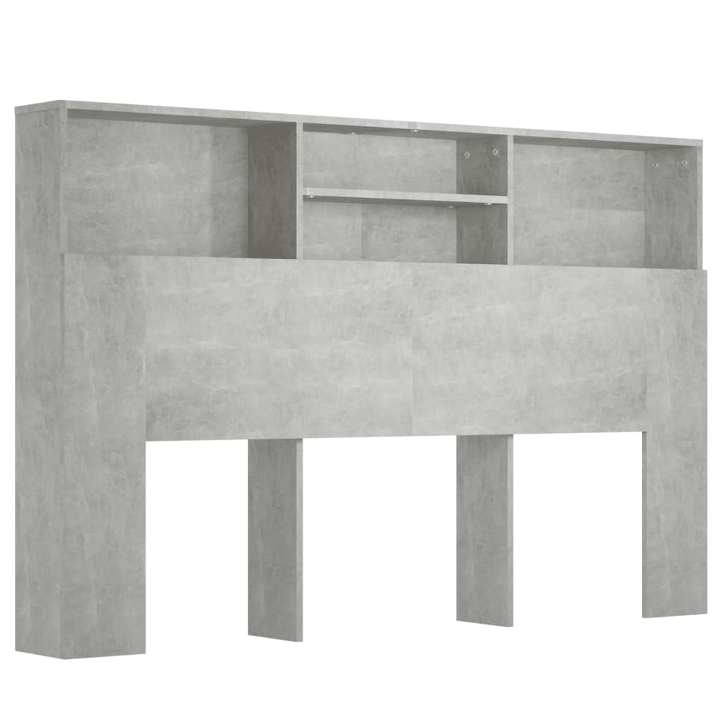 Bed headboard with shelves concrete grey 160x19x103.5 cm