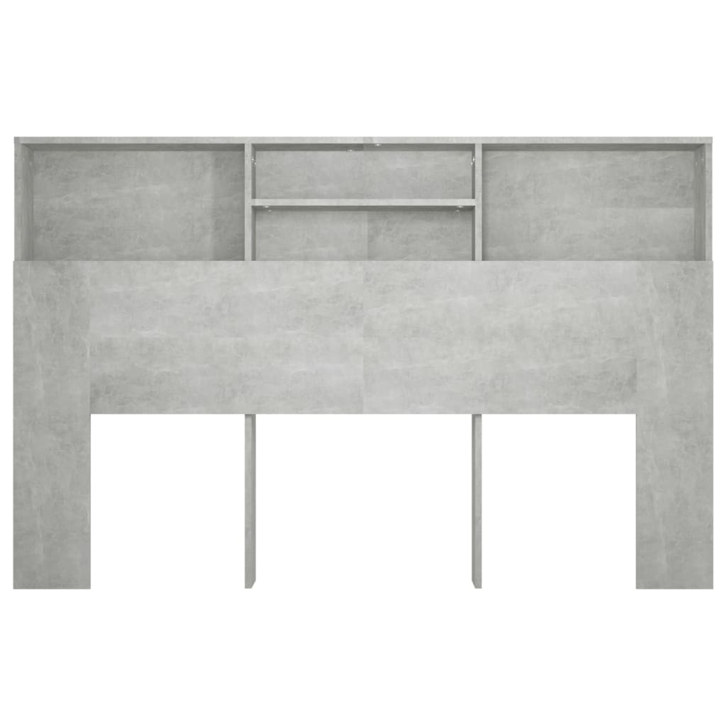 Bed headboard with shelves concrete grey 160x19x103.5 cm