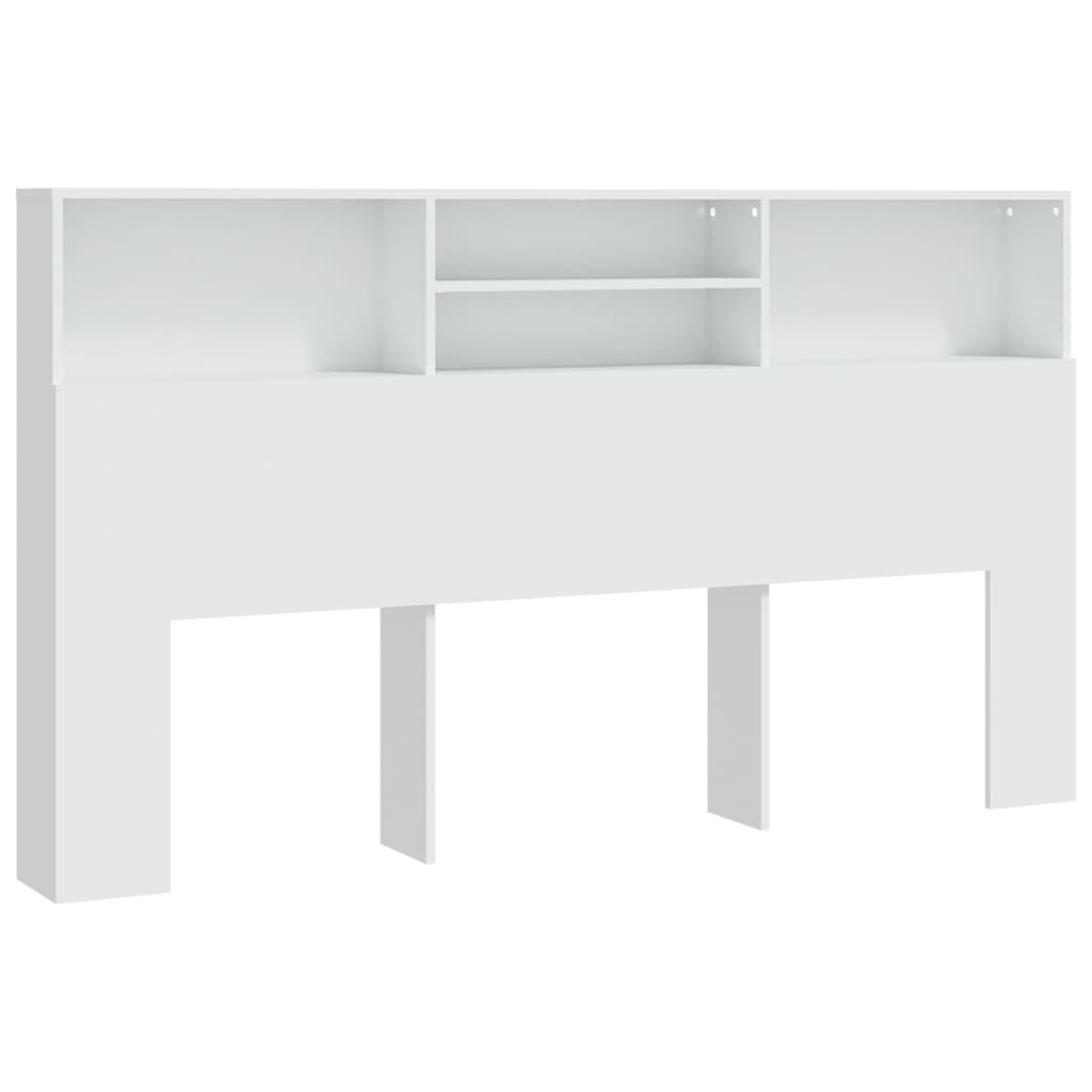 Bed Headboard with Shelves White 180x19x103.5 cm