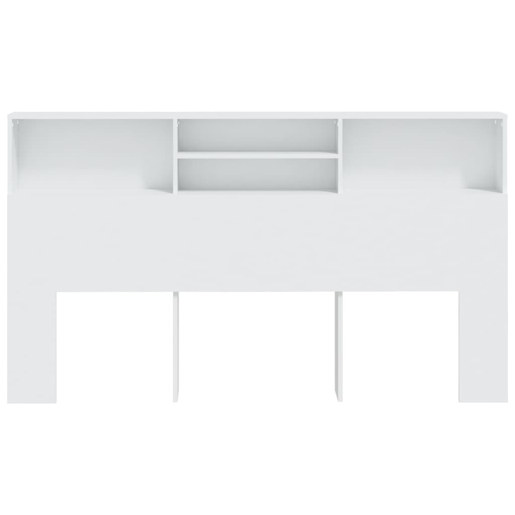 Bed Headboard with Shelves White 180x19x103.5 cm