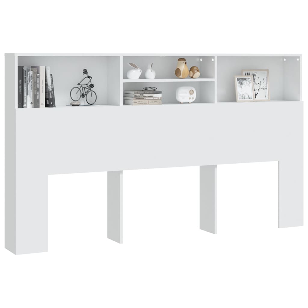 Bed Headboard with Shelves White 180x19x103.5 cm