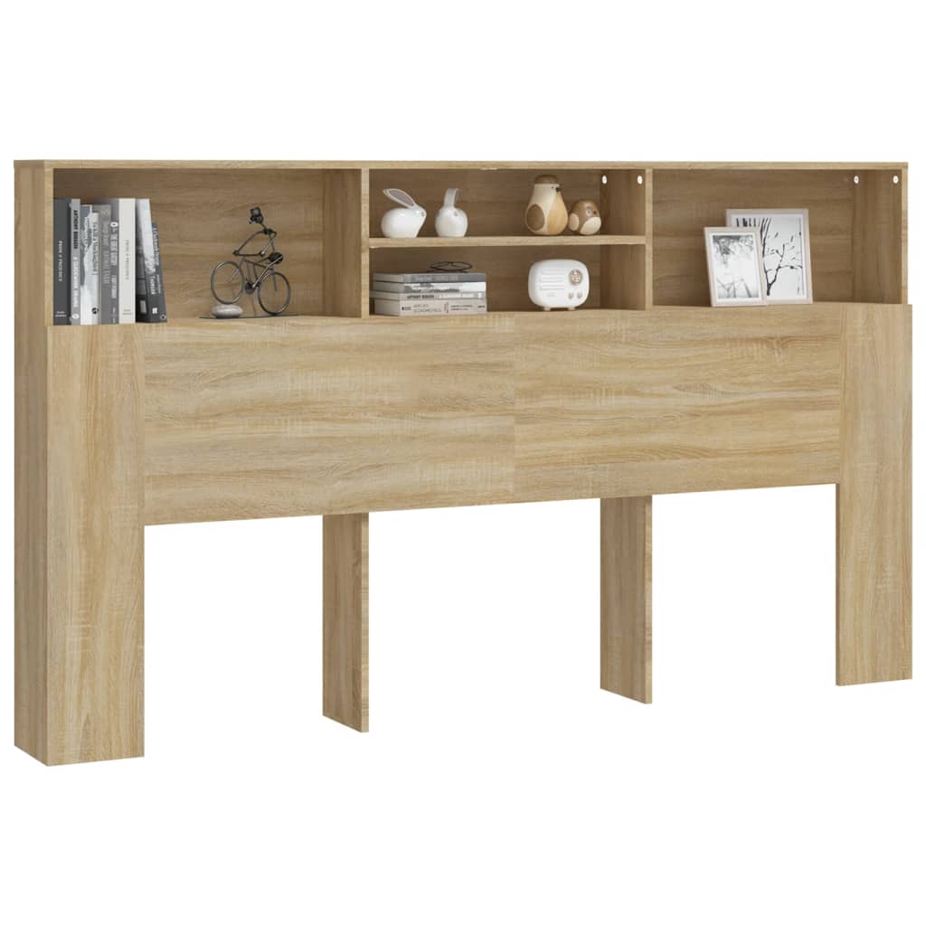 Bed headboard with shelves Sonoma oak 180x19x103.5 cm