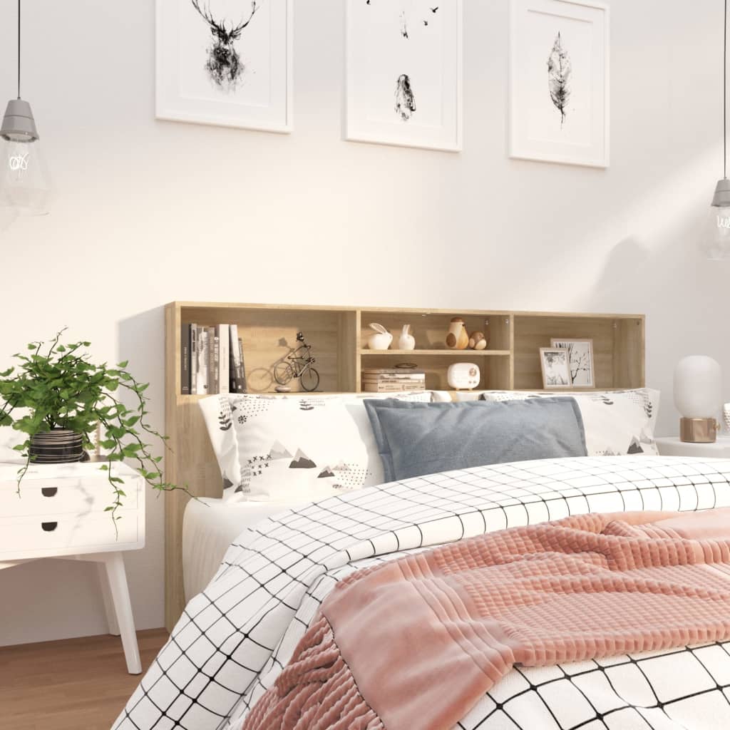 Bed headboard with shelves Sonoma oak 180x19x103.5 cm