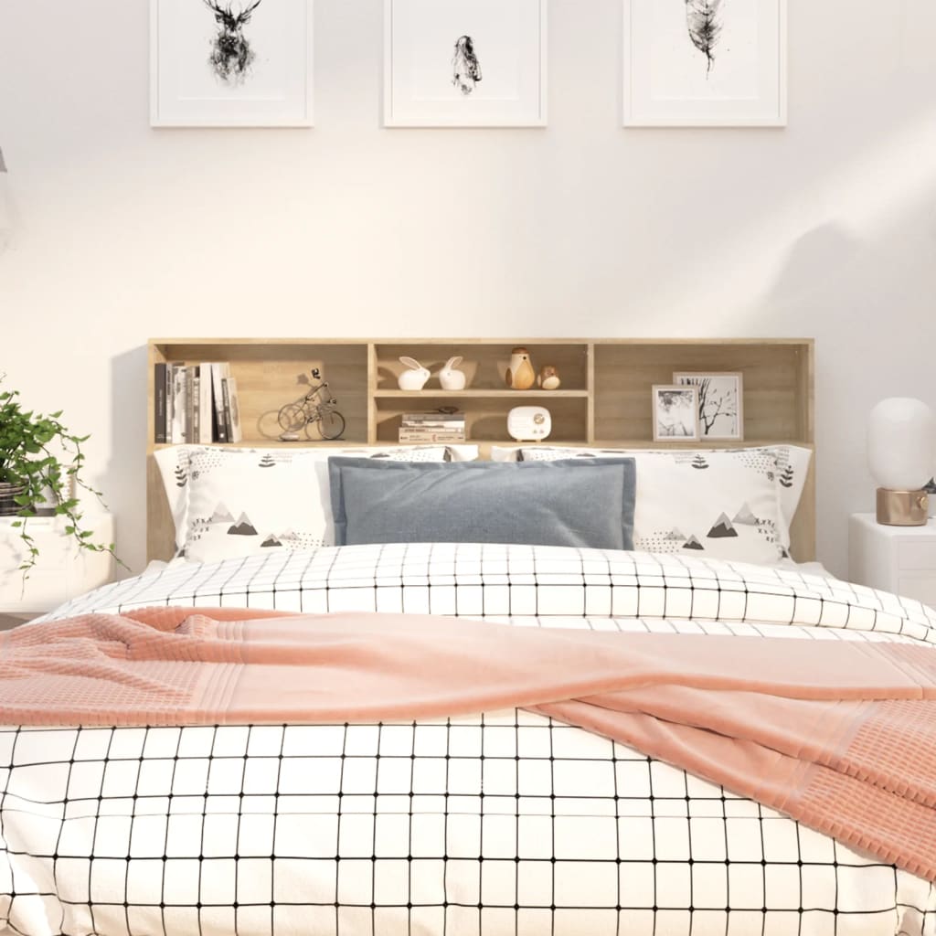 Bed headboard with shelves Sonoma oak 180x19x103.5 cm