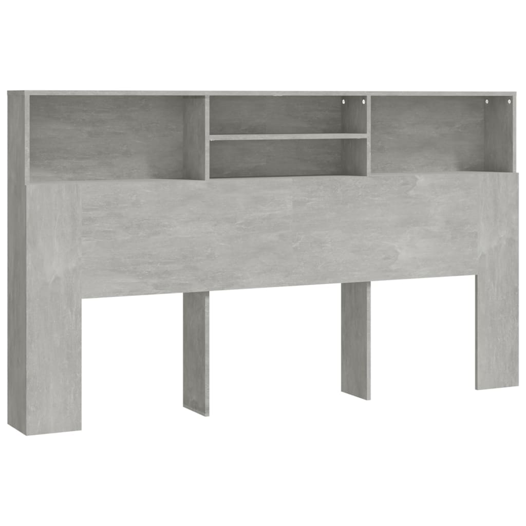 Bed headboard with shelves concrete grey 180x19x103.5 cm