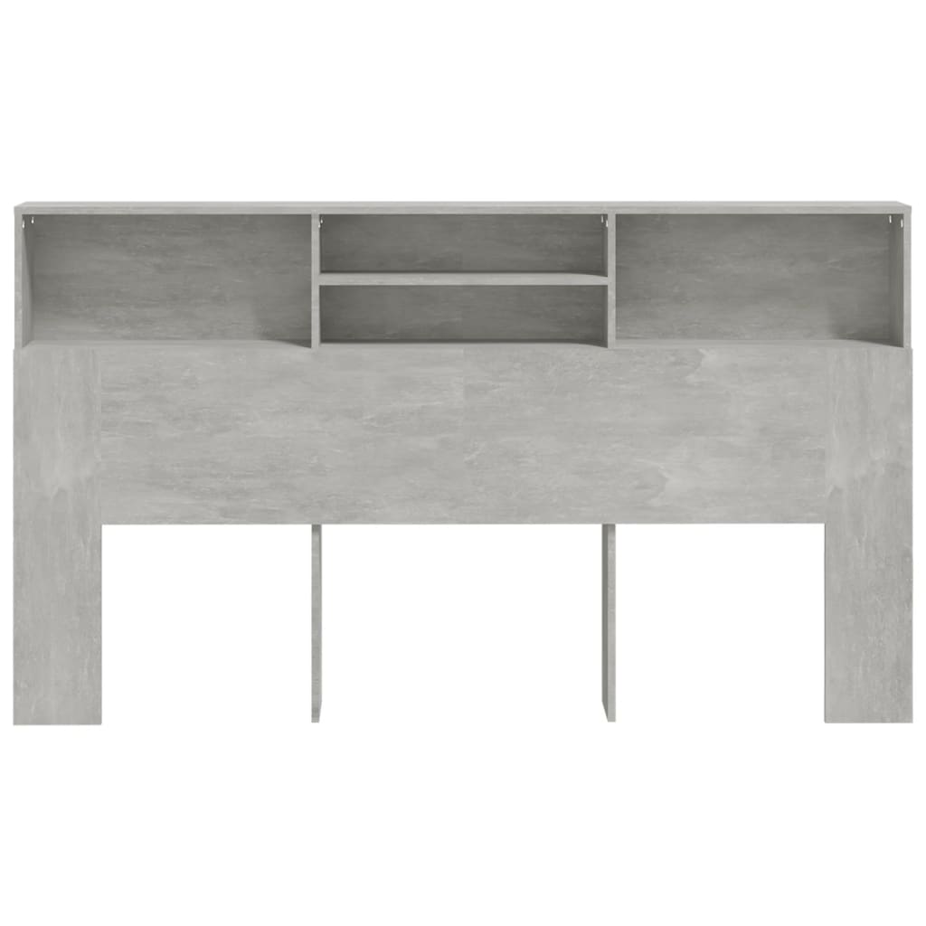 Bed headboard with shelves concrete grey 180x19x103.5 cm