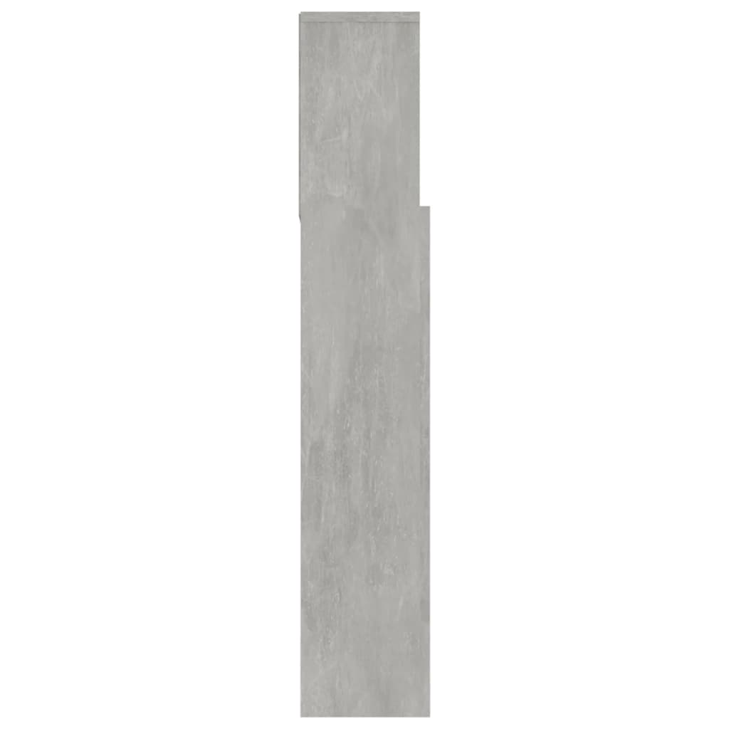 Bed headboard with shelves concrete grey 180x19x103.5 cm