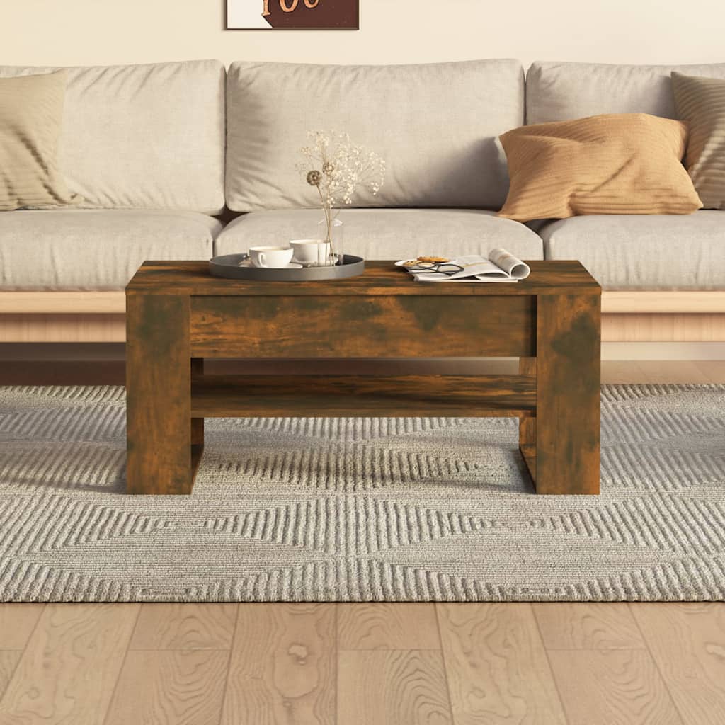 Coffee table smoked oak 102x55x45 cm wood material