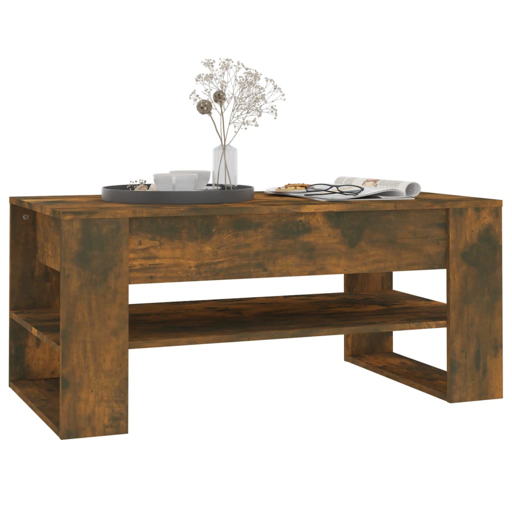 Coffee table smoked oak 102x55x45 cm wood material
