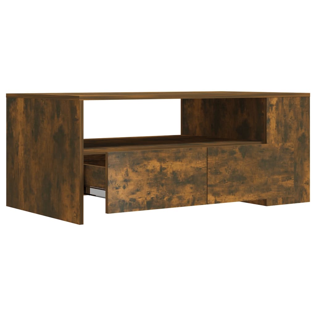 Coffee table smoked oak 102x55x42 cm wood material