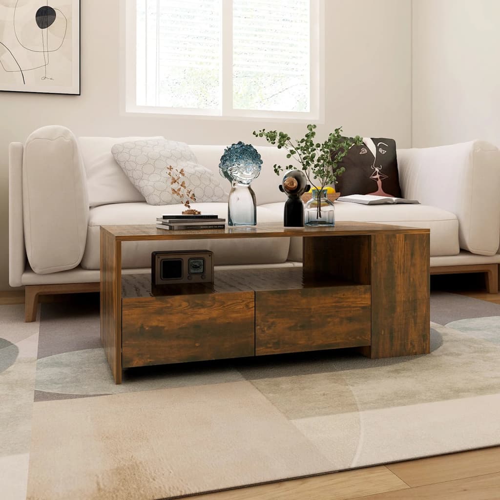 Coffee table smoked oak 102x55x42 cm wood material
