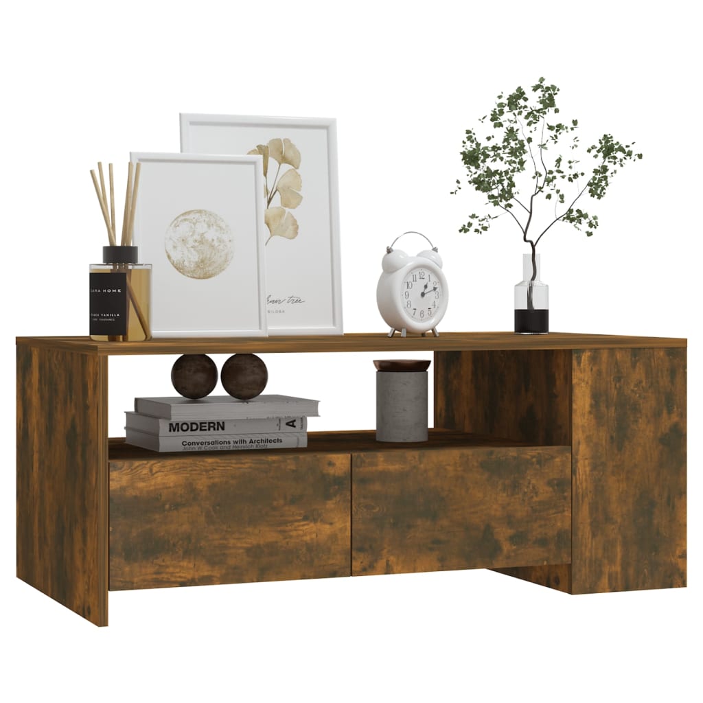 Coffee table smoked oak 102x55x42 cm wood material