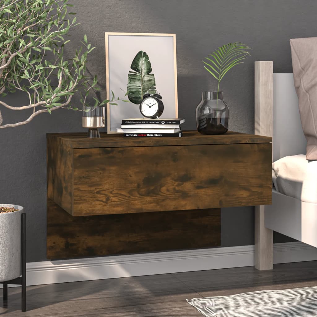 Wall-mounted bedside tables 2 pcs. Smoked oak