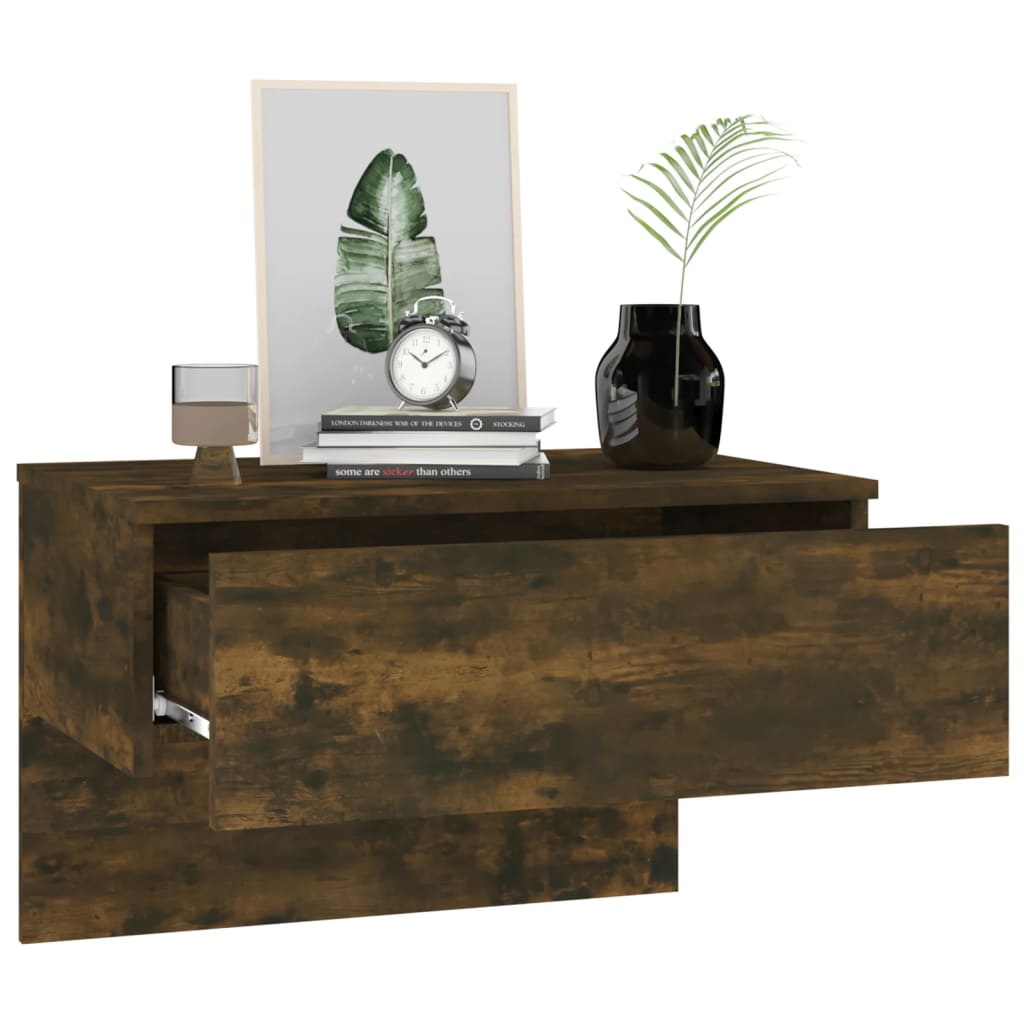 Wall-mounted bedside tables 2 pcs. Smoked oak