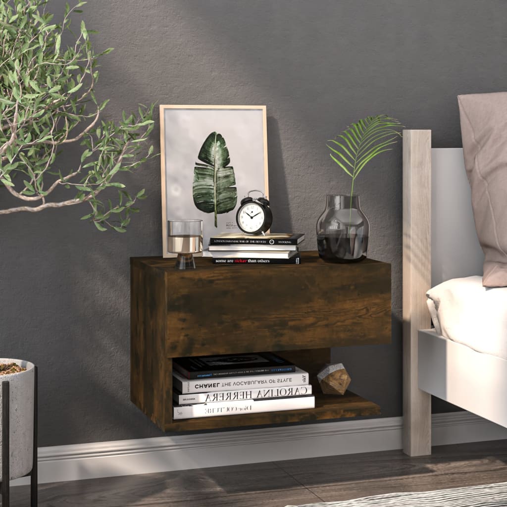 Wall-mounted bedside tables 2 pcs. Smoked oak