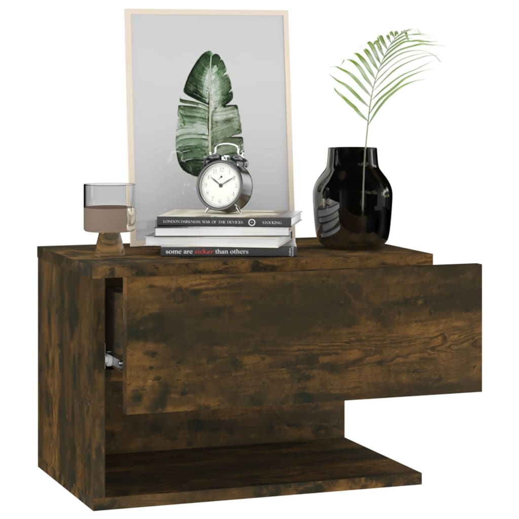 Wall-mounted bedside tables 2 pcs. Smoked oak