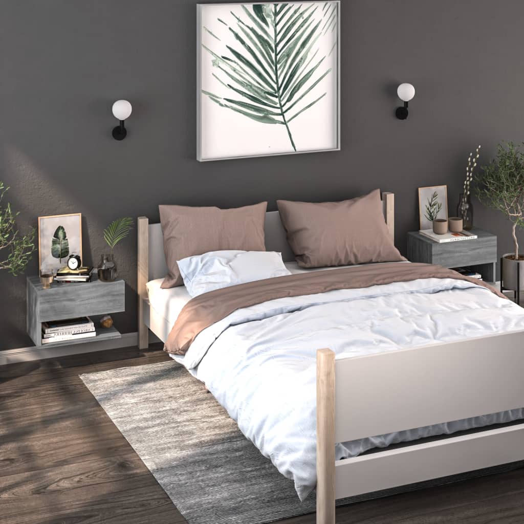 Wall Bedside Tables 2 pcs. Gray Sonoma