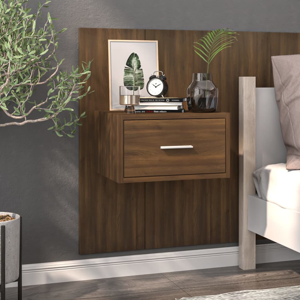 Wall Bedside Tables 2 pcs. Brown Oak Look