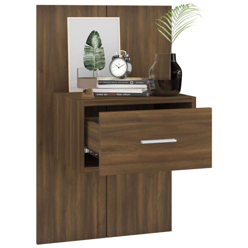 Wall Bedside Tables 2 pcs. Brown Oak Look