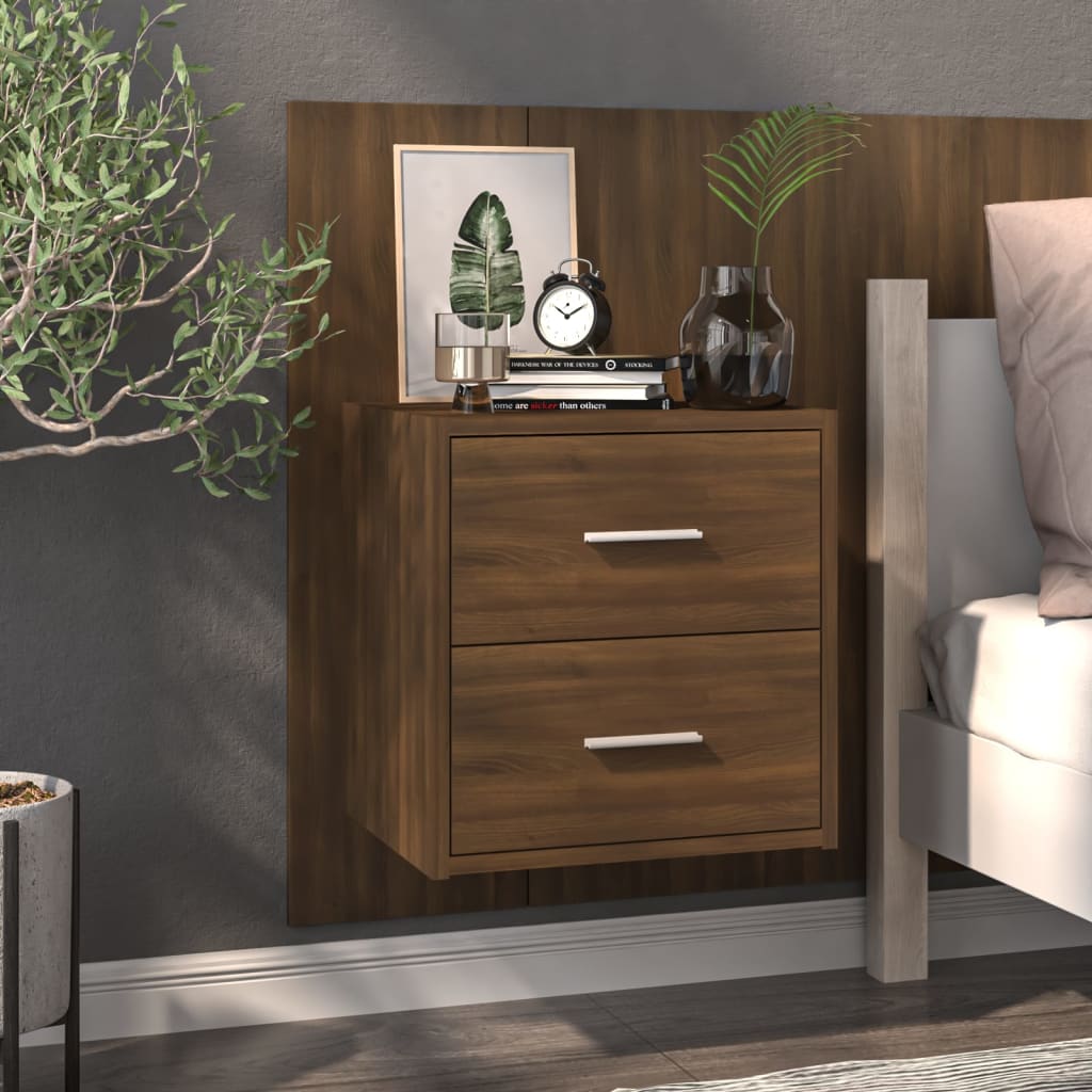 Wall Bedside Tables 2 pcs. Brown Oak Look
