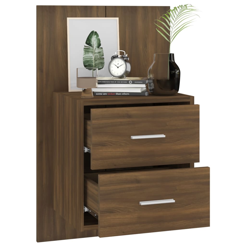 Wall Bedside Tables 2 pcs. Brown Oak Look