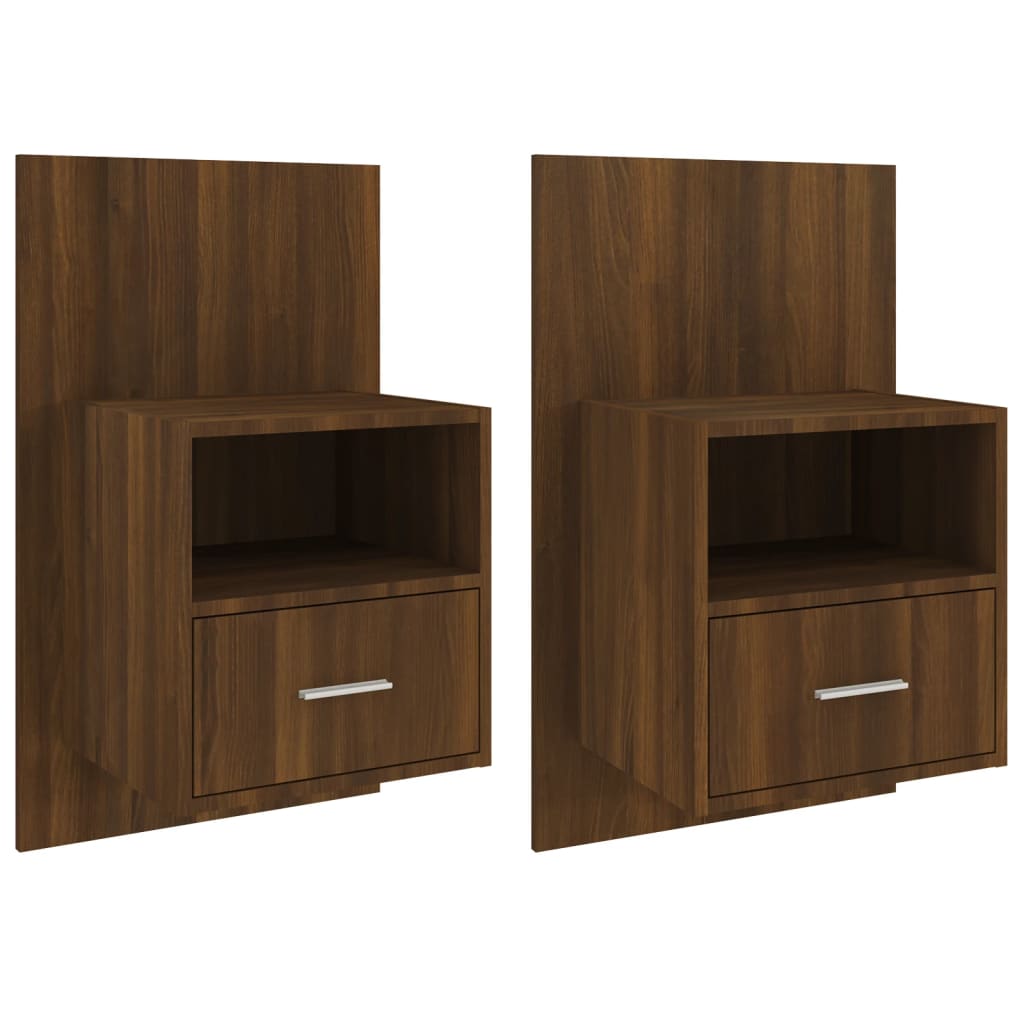 Wall Bedside Tables 2 pcs. Brown Oak Look