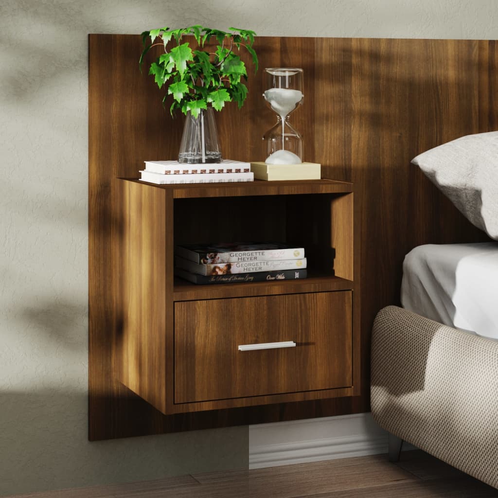 Wall Bedside Tables 2 pcs. Brown Oak Look