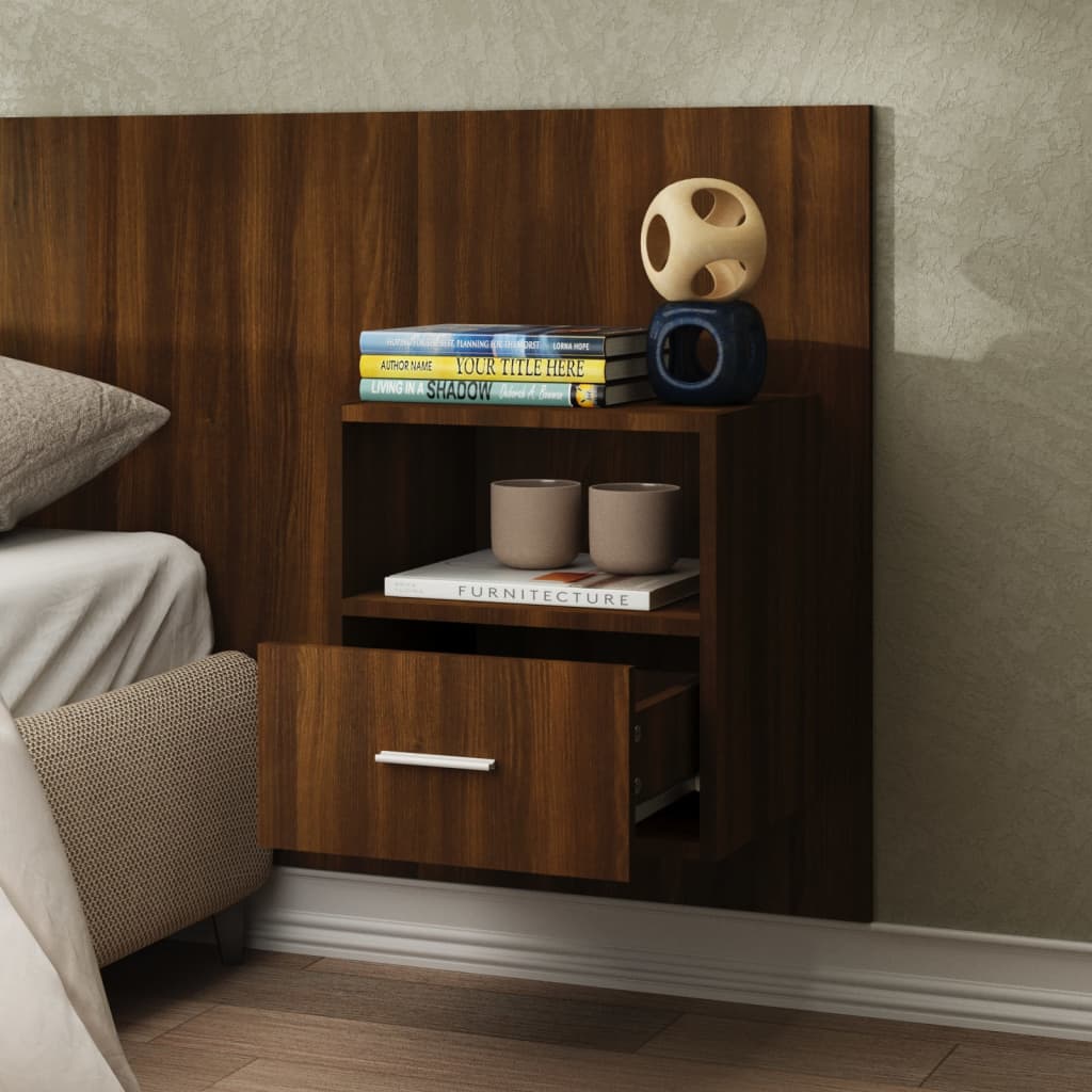 Wall Bedside Tables 2 pcs. Brown Oak Look