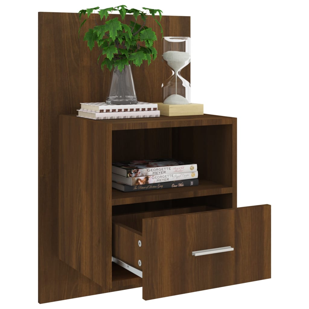Wall Bedside Tables 2 pcs. Brown Oak Look