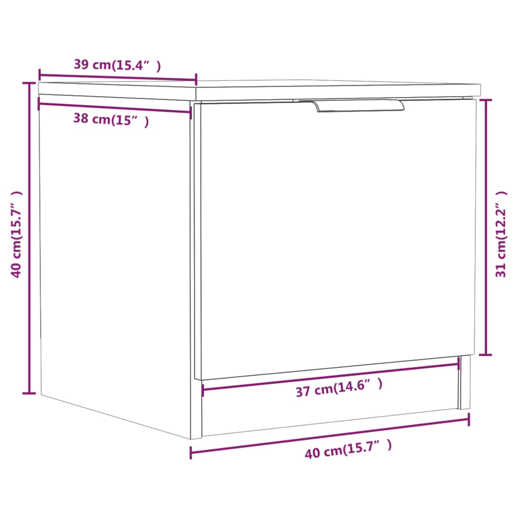 Tables de chevet 2 pcs. chêne fumé 40x39x40 cm