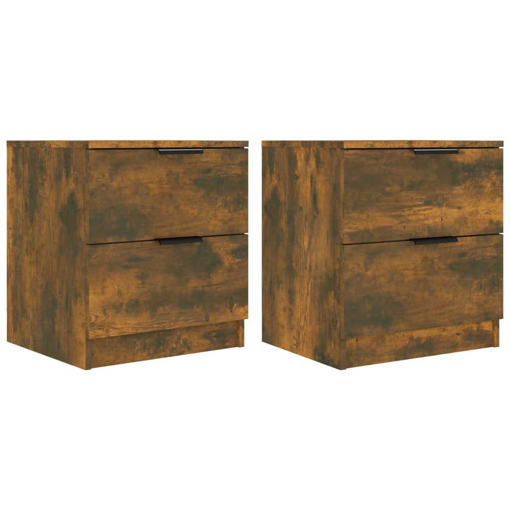 Tables de chevet 2 pcs. Matériau en bois de chêne fumé
