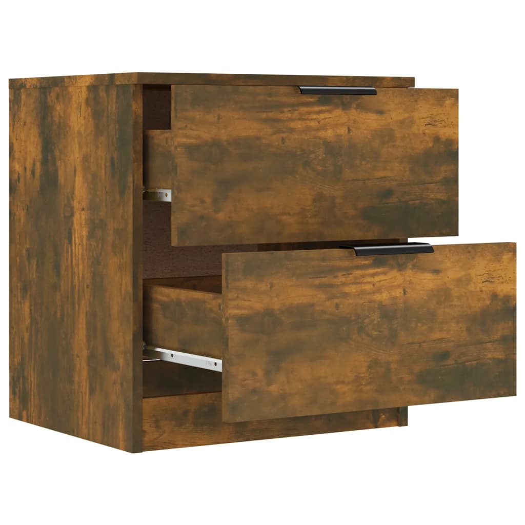 Tables de chevet 2 pcs. Matériau en bois de chêne fumé